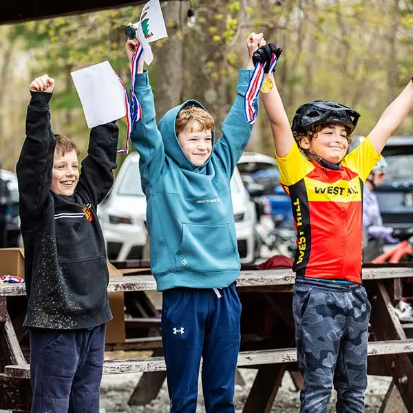 Youth MTB Bikers Celebrating